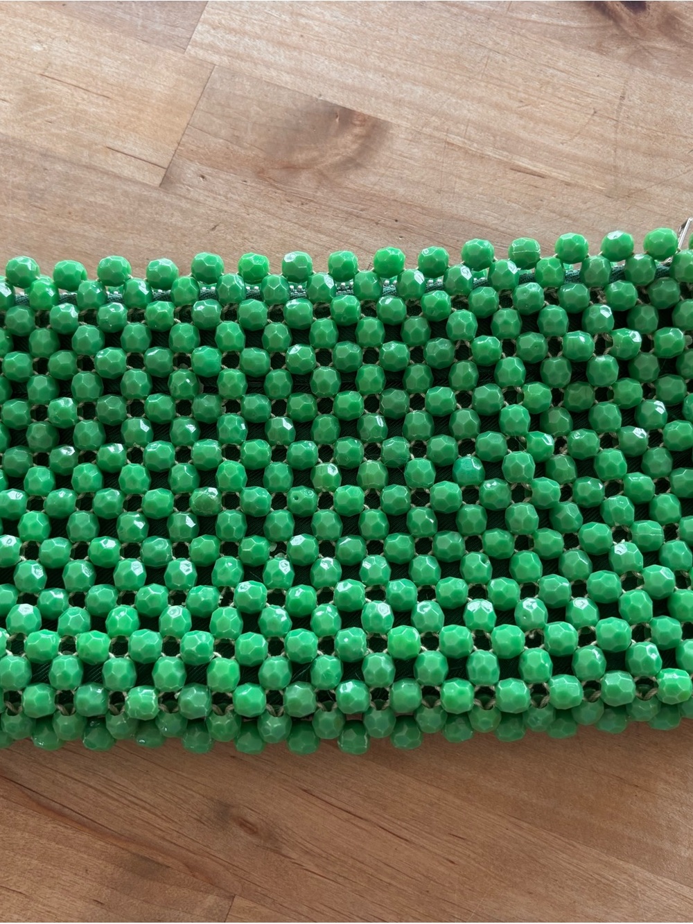 Vintage Mid-Century Bright Green Beaded Clutch Bag